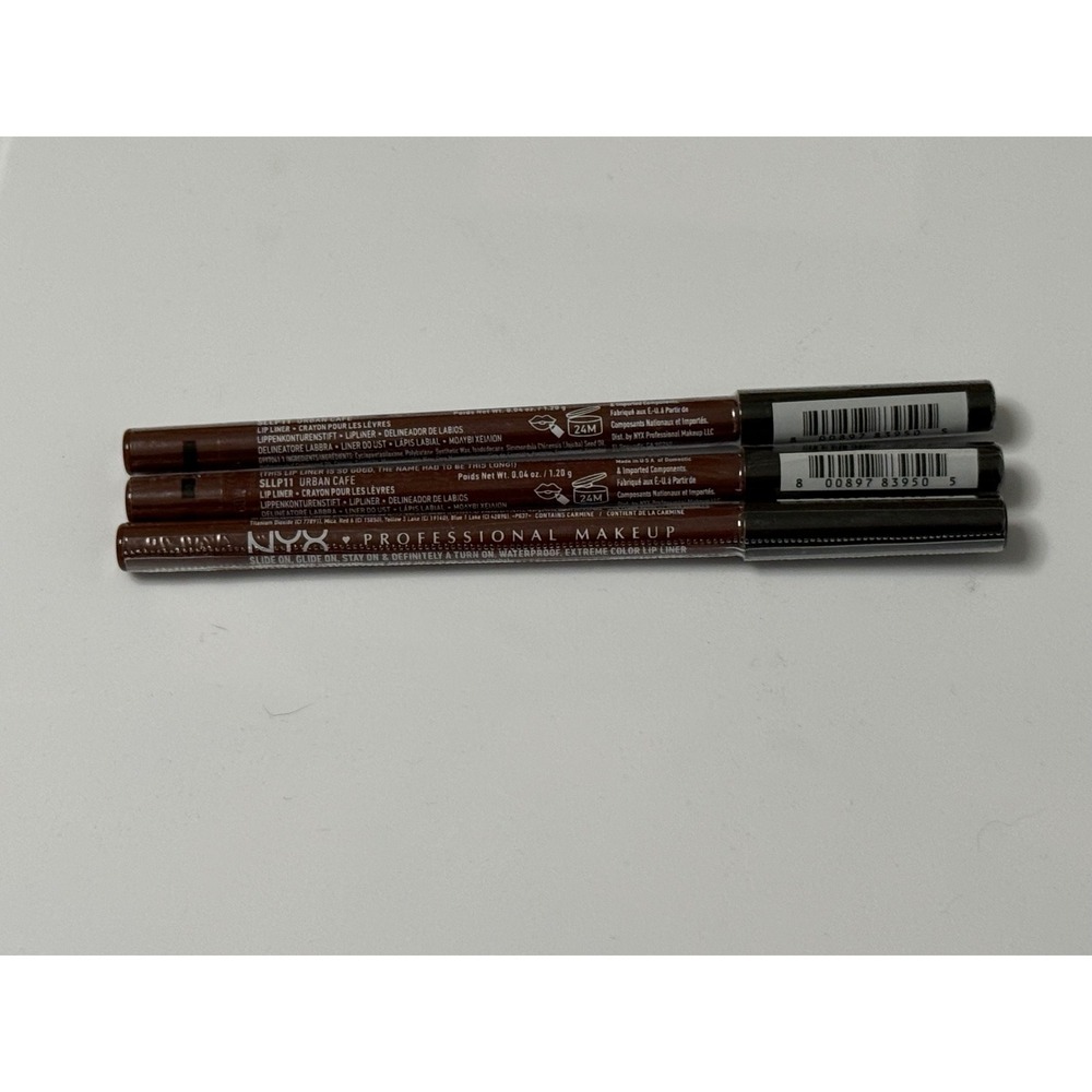 Lot of 3 NYX Slide On Lip Liner Urban Cafe SLLP11 Waterproof Brown Matte Pencil